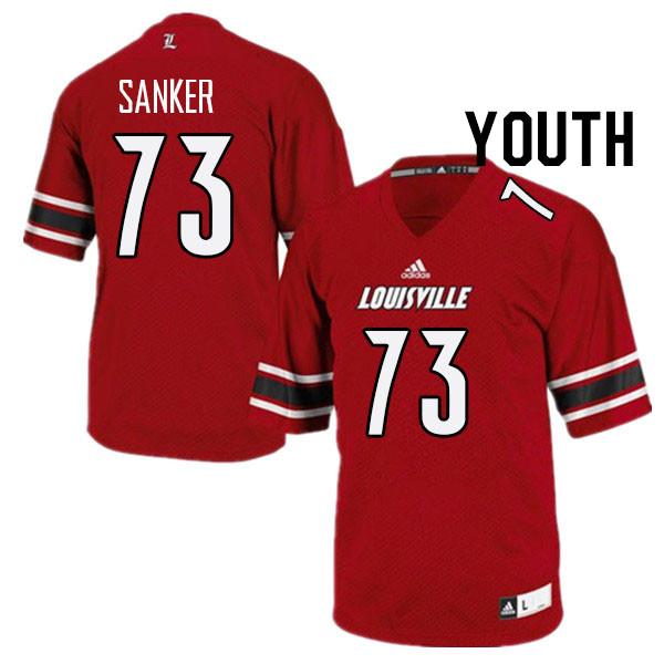 Youth #73 Madden Sanker Louisville Cardinals College Football Jerseys Stitched Sale-Red - Click Image to Close